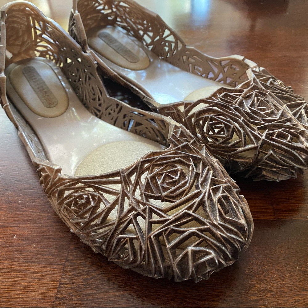 Melissa + Campana Women's Intricate Rose Antique Bronze Flats